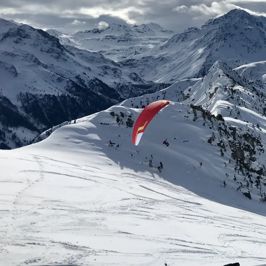 parapente biplace en hiver